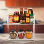 Appeasy White Metal 2 Tier Kitchen Spice Rack Andshelf Storage Rack Organiser