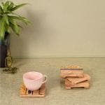 dudki (Set of 4) Honeydew Hand Painted Coaster |Heat Resistant Hot Pot Coaster|Cup Mat Tea Coaster Dining Table Accessory|Kitchen Accessories|Wedding Gift|Wooden Crockery