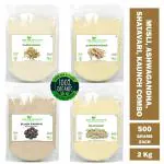 Shudh Online Ashwagandha, Safed White Musli, Kaunch Seed, Shatavari Powder (500g each - 2 Kg), Testesterone Churna