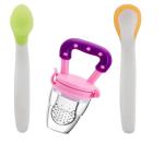 Manan Shopee Kids Pink Baby Fruit Nibbler And Food Feeder With Spoon (Pack Of 2)
