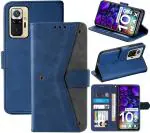 Autofocus Faux Leather Back Case Flip Cover for Mi Redmi Note 10 Pro Max with ID Card Slot | Foldable Stand | 2 Card Slot | 1 Cash Slot | Magnetic Closure - Executive Blue, 23757