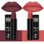 PERPAA Creamy Matte Lipstick Combo Set Of 2 Bright Long Stay Intense Color 3.5gm Each|Tan Red,Velvet Orange
