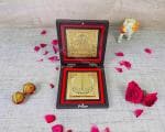 GoldGiftIdeas 24K Gold Plated Radha Krishna Photo Frame with Charan Paduka Box (Square), Radhe Shyam Frame for Home Puja, Housewarming Return Gift