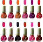 OUR Beauty Multicolor Gel Based Nail Polish Pack Nude, Baby Pink, Tan, Magenta, Turquoise, Orange, Purple, Mauve, Black, Beige, Peach, Maroon, 72 ml (Pack Of 12)