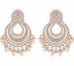 Gyaan Jewels Handmade Gold Plated Chandbali Earring Gold, White (Women and Girls)