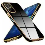 Mr Case 6D Chrome Back Cover Case For Infinix Note 10 | ( Gold Plated Frame | Glossy Backside -Black )