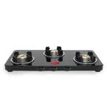 Pigeon By Stovekraft Sleek 3 Burner Ultra Slim Gas Stove With Glass Top, Manual, Black