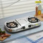 Urban Chef ISI certified Duos Oval Stainless Steel Manual Gas Stove (2 Burners)