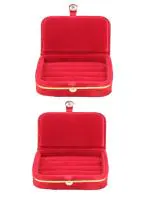 atorakushon Velvet Jewellery accessories Vanity Storage Earrings Studs Box Ring Box For Women's Pack of 2 Maroon