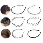 Trendy Club Women and Girls Black Hair Bands Plastic, Metal (Pack of 6)
