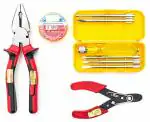 GLOBUS Durable Screwdriver Set, Combination Plier, Wire Stripper and Electric PVC Tape 4 Piece