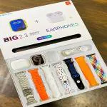 SE HUB i20 Ultra MAX Suit | 10 in 1 Set i20 Ultra MAX Suit SmartWatch + Aiirpods Pro with Transparent Watch Screen Guard with 7 Straps | HD Display | Bluetooth Calling | Sports Mode