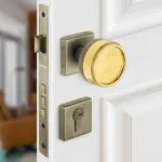 Plantex Heavy Duty Door Lock - Bathroom Door Lock/Mortise Keyless Knob Handle Set for Home/Bathroom/Store Room/Balcony/Office with Baby Latch (604 - PVD Gold and Brass Antique)