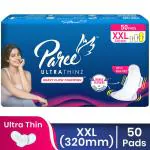 Paree Ultra Thinz Soft & Rash Free Double Feathers XXL Tri-Fold Sanitary Pads, With Disposable Covers, 50 Pads