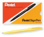Pentel Arts 2.0 MM Fibre Tip Water Based Sign Pen | Non-refillable | Ideal For Modern Calligraphy & Decorative Writing | Ink Colour - Yellow | Pack of 12