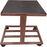 RAJCHIEF Chair Office Home Double Inverter-Battery Trolley Stand in 1 inch Pipe (Movable Trolly)(Inverter-2 Batteries) with (Black Wheels),(Brown) Wooden TOP with Free 4 Shu Leg