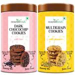 NourishVitals Dark Chocochip Cookies + Multigrain Cookies, Heavenly Bites, Source of Protein, Crunchy Delights, Genius Snack, 120g Each