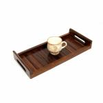 Hashcart Wooden Tray with Handles - Tea Serving Tray Decorative - Coffee Table Tray, Rustic Tray, Natural Wood Serving Trays for Home