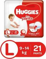 Huggies Red & White Dry Pants Baby Diapers Large 21 Pieces.