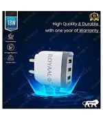 ROYAAL RC 303 Triple USB Mobile Charger Type C Cable White