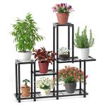 Rose Gold 5 Tier Metal Planter Stand-Multiple Pot Stand-Display Rack-Multipurpose Flower Pot Rack-Step Tiered Plant Stand-Modern Gamla Stand For Indoor Outdoor-Balcony-Garden-Living Room-Decor-Black