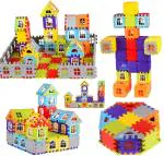 Funblast Multicolor Plastic House Building Blocks With Windows, 72 Pcs For Kids