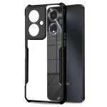 Fashionury Ultra-Hybrid Crystal Clear Back Cover Case for Oppo A59 5G | Shockproof Design | Total Camera Protection | Transparent Back (PC & TPU) Oppo A59 5G (Black Bumper)