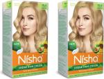 Nisha Cream Hair Color Rich Bright Long Lasting Hair Colouring For Ultra Soft Deep Shine 100% Grey Coverage Ultra Blonde (Pack OF 2)