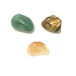 Astroghar Green Good Luck Tumble Kit Natural Citrine Tiger Eye Green Aventurine Crystal Tumble For Reiki Healing And Grid Making (3 Pcs)