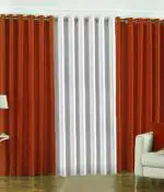 Indian Online Mall Polyester Rust, White Plain Door Curtain Set - 7 Feet X 4 Feet (Set Of 3)-