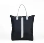 Rustic Leather Micro Reusable Water Resistant Shopping Grocery Zip Foldable Washable Bag Beige