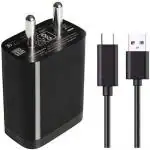 FIEUSCHE 3 A Mobile Type C Fast Charger 18Watt with Quick Charge 3.0 Support Charger with Detachable Cable (Black, Cable Included)