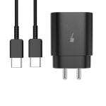 eKus Ultra Fast 25W Fast Charger Compatible For Samsung Galaxy F62, F 62 Charger 25 W Travel Adapter for Cellular Phones with USB C to Type C Cable -newly launced (Black)