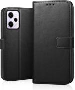 Mintak Redmi Note 12 Pro 5G Black Thermoplastic Polyurethane Scratch Resistant and Shockproof Mobile Flip Cover