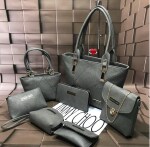 ROMOFY Dark Grey 7 pcs combo women handbags, Ladies Designer Handbags for girls