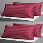 Fabture Cotton Pillow Covers set of 4 pieces, Satin Striped pillow covers, plain pillow covers