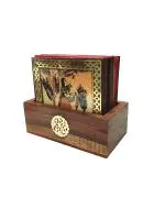 Rastogi Handicrafts Gemstone Painting Pure Brass Tea Coasters Gift Set Gift Set Raghini Coaster