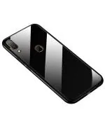 RUPELIK (Glass Back Vivo 1806 Black) Luxurious Toughened Glass Back Case with Shockproof TPU Bumper Case Cover for Vivo 1806 / V11 / V11i (Black)