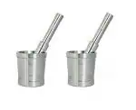 Urban Buy Stainless Steel okhli and musal Kitchen Masher Mortar and Pestle Set Masher Khallad khalbatta for Kitchen Imam dasta Spice Mixer and, MultiColour (Pack of 2)