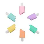 Paper Moon Quirky Icecream Popsicle Shape Highlighters Pen Set of 6 Pastel Colours for Kids Multicolor