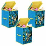 PrettyKrafts Batman Fabric Toys Organizer Storage Box with Top Lid, Big (Blue) - Set of 3