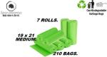 BRUZZLINE A_$$$ TRSH BAg { GREEN 7 ROLL} /210 B.$$$ Medium 13 L Garbage Bag (210Bag )