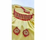 Gyaan Jewels Handmade Gold Plated Alloy Earring and Necklace Set Red Free Size
