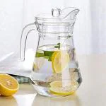 Cracker Transparent Glass And Plastic Water Jug With Lid For Drinking Beverage 1.3L