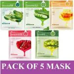 Rorec by Hchana Facial Mask to All Skin Types for Grenade Moistening, Smoothing, Deep Cleansing and Skin Brightening 150 ml (Pack of 5)