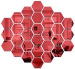 Bikri Kendra - Hexagon 30 red Mirror Stickers for Wall, Acrylic Mirror Wall Decor Sticker, Hexagonal Mirror Wall Sticker, Wall Mirror Stickers, Wall Stickers for Hall Room, Bed Room, Kitchen