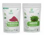 NISARG ORGANIC FARM Combo of Hibiscus and Neem Leaf Powder I Pure Organic & Natural I Traditional Method Made I for Face, Skin, Hair Growth Pack, and Daily Use I No Chemicals or Preservatives - 500g x 2 Pack