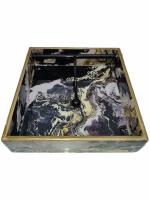 Kitchpro Tissue Holder Box Tissue Tray Square Napkin Holder Tissue Paper Case Dispenser Facial Tissue Holder with Iron Rod for Home Office Car (BlackOcean(12))