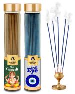 The Aroma Factory Shri Ganesh & Evil Eye Nazar Kavach Agarbatti for Pooja, Luxury Incense Sticks, Low Smoke & Zero Charcoal (Bottle Pack of 2 x 100g)