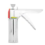 Home Pro Red and Silver Stainless Steel Kitchen Press Sev Sancha with 15 Different Types of Jalies (Pack of 1)